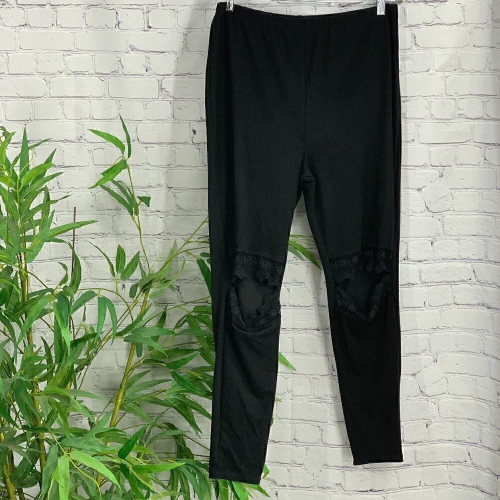 Hayden LA Black Super Soft Leggings w/ Lace Cutout